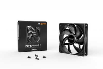 Ftohës Be quiet! Pure Wings 3, 12 cm, i zi