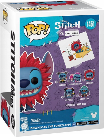 Figurine Funko Pop Disney Stitch Costume Simba, 9cm, vinil, shumëngjyrëshe