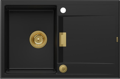 Лавоман кујна Quadron Owen 111, гранит, 76x50cm, црн Carbon со детали Gold