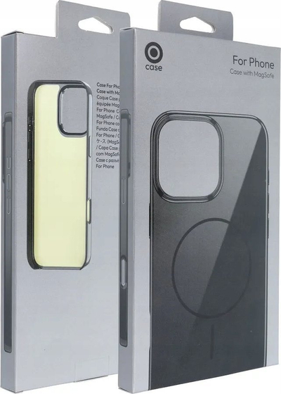 Kapak telefoni OEM MagSafe për iPhone 15, plastikë PC, me shkëlqim, i zi