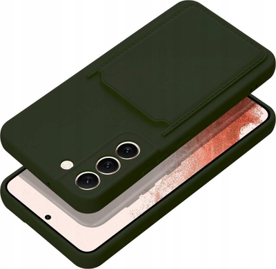 Futera Card Case për Samsung A15 5G, mbrojtëse telefoni silikoni me xhep për kartë, e gjelbër
