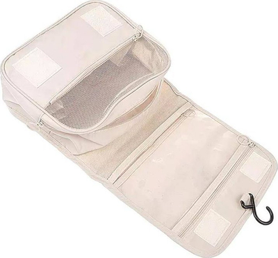 Çantë tualeti udhëtimi Travel Toiletry Bag Organizer, me ndarje, me grep varës, bezhë