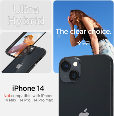 Mbrojtëse Spigen Ultra Hybrid për Apple iPhone 14, e zezë