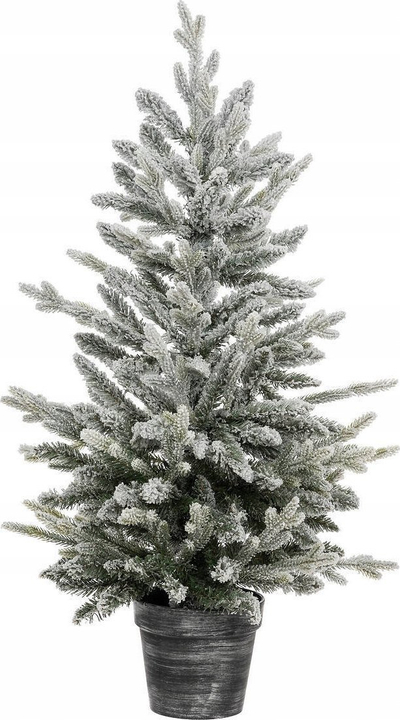 Pemë Krishtlindjesh Feeric Frosty, 100cm, me vazo, e bardhë