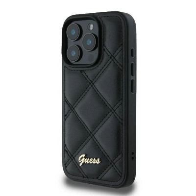 Këllëf telefoni Guess Quilted Metal Logo për iPhone 16 Pro Max, 6.9", i zi