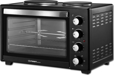 Mini-furrë First Austria, 45L, 3200W, konvekcion me rotisserie, e zezë