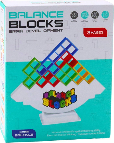 Loja aftësi LeanToys Balancing Tower Tetris, 48 blloqe, 22 letra, shumëngjyrëshe
