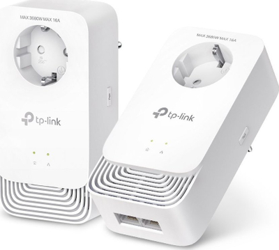 Адаптер ПауерЛајн TP-Link PG2400P KIT, 2400 Mbit/s, 2 гигабитни етернет порти, бел