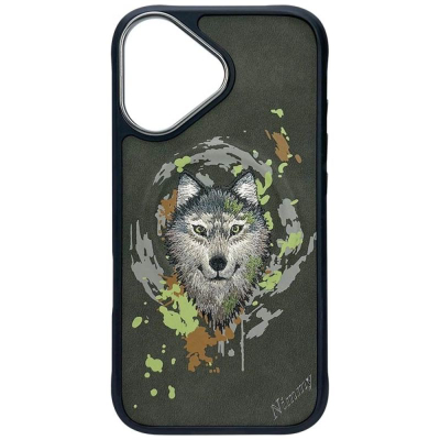 Mbulesë telefoni Nimmy Wolf MagSafe për iPhone 16, 6.1", me ujk, gri e errët