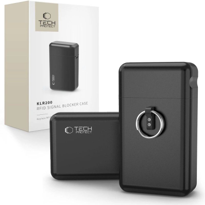 Kuti mbrojtëse për çelësa makine Tech-Protect KLR200, bllokim sinjali RFID, Faraday, e zezë