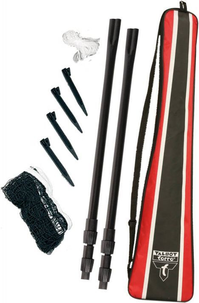 Set rrjete badminton Talbot Torro Net Post, lartësi 1.7m, me shtylla teleskopike, e zezë me të bardhë