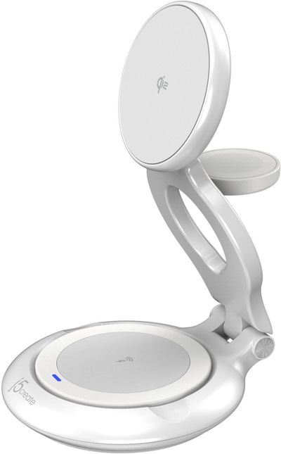Stacion karikimi wireless J5create Qi2 3 në 1, magnetik, i palosshëm, i zi