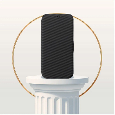 Фолио маска со страничен магнет за iPhone 15 Pro, заштитна, црна