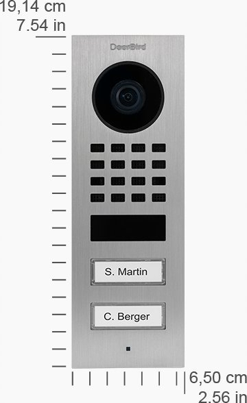 Interfon dere DoorBird D1102V, IP video, Wi‑Fi LAN, çelik inox V2A, ngjyrë argjendtë