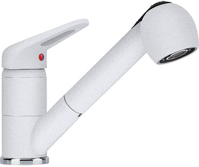 Кујнска чешма FRANKE Prince II 115.0470.669, извлекувачка цевка, гранит ефект, Polar White