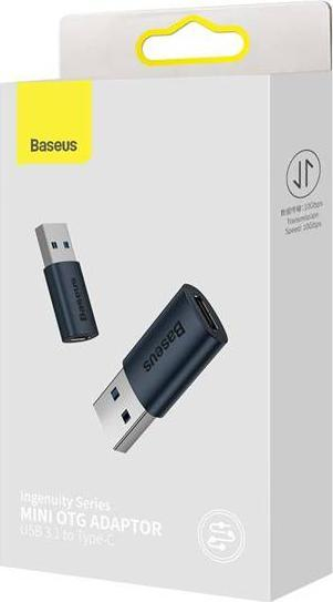 Adapter OTG Baseus Ingenuity, USB A në USB C, USB 3.1, blu