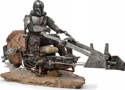 Figurë koleksioni Iron Studios The Mandalorian on Speederbike, Art Scale 1:10, shumëngjyrëshe