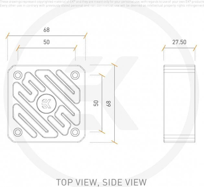 Heatsink për pompë uji EK Water Blocks EK-Quantum Convection DDC, alumini, Gold, i artë