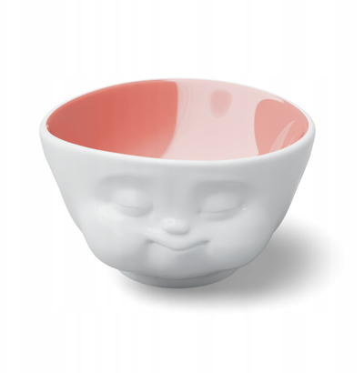 Pjatë e thellë FIFTYEIGHT Munching Face 16 oz, porcelan, me brendësi ngjyrë pjeshke, e bardhë