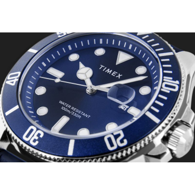 Ora burrash Timex Harborside Coast TW2Y05000, quartz, rezistente ndaj ujit 100m, blu