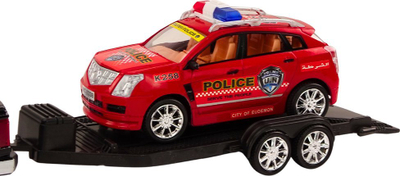 Set lodrash policie Lean Toys, pikap me rimorkio, makinë off-road, shumëngjyrëshe