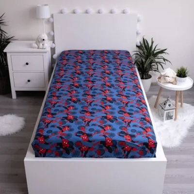 Çarçaf shtrati Spiderman Blue, single fitted, pambuk 100%, blu