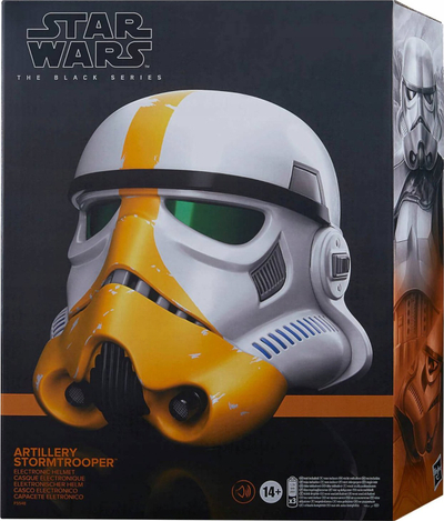 Helmë koleksionare Hasbro Star Wars The Black Series Artillery Stormtrooper, elektronike, për të rritur, e bardhë me të verdhë