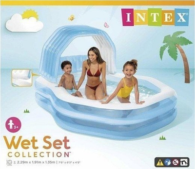 Pishinë familjare me fry Intex Swim Center 57186, 229x191x135cm, me tendë, bardh e kaltër