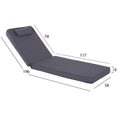 Jastëk shezlloni Sifnos textline gri 196(117+1+78)×58×9 cm (HM11236.30T), gri