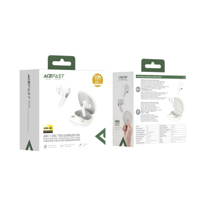 Kufje wireless Acefast W3, in-ear, me ANC TWS, të bardha