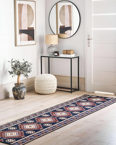 Tapet korridori Beliani KANGAL, 80x300 cm, poliester, blu e errët