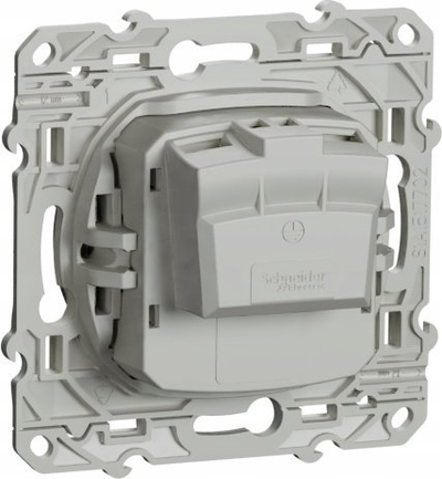 Prizë murale Schneider Electric Odace Style, teke 2P+PE, me tokëzim, alumini