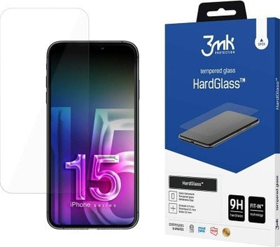 Xham mbrojtës 3MK HardGlass për iPhone 15, 6.1", i tejdukshëm