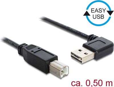 Kabllo Delock USB-A - USB-B, 0.5 m, e zezë