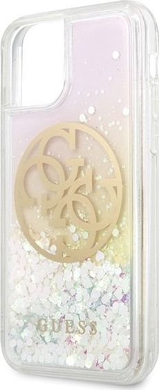 Kapak telefoni Guess Liquid Glitter Circle Logo për iPhone 11 Pro, PC + TPU, argjend
