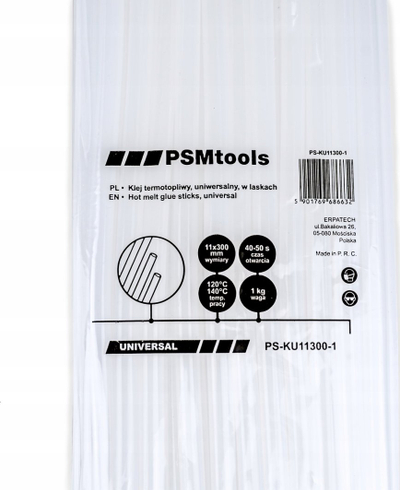 Силиконски стапчиња за жешко лепење PSM Tools, 11x300mm, 35 парчиња 1kg, проѕирни