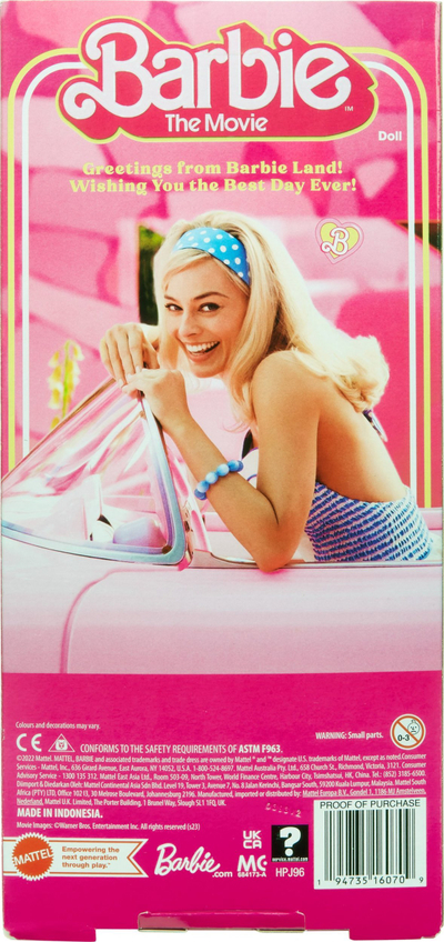 Kukull Barbie The Movie Mattel HPJ96, edicion për koleksion, me fustan gingham rozë me të bardhë