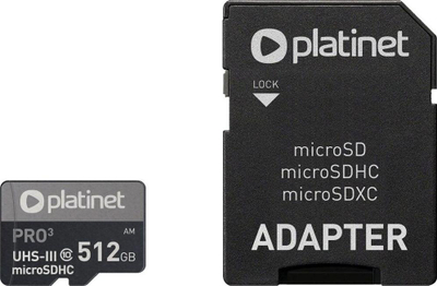Kartë memorie Platinet Pro, microSDXC, 512 GB