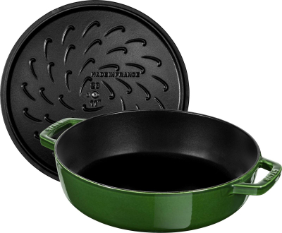 Tigan i thellë me kapak Staub 28 cm, gize, jeshil