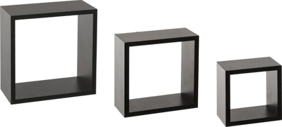 Raft dekorativ muri 5five Loft, set 3 copë, MDF, i zi