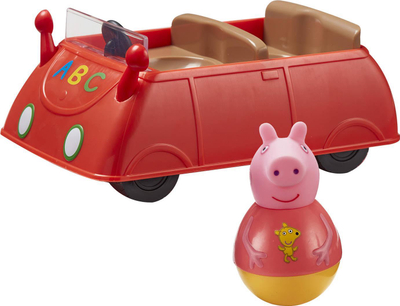Lodër makinë Peppa Pig Weebles Push Along, me gocën që lëkundet, plastike, e kuqe