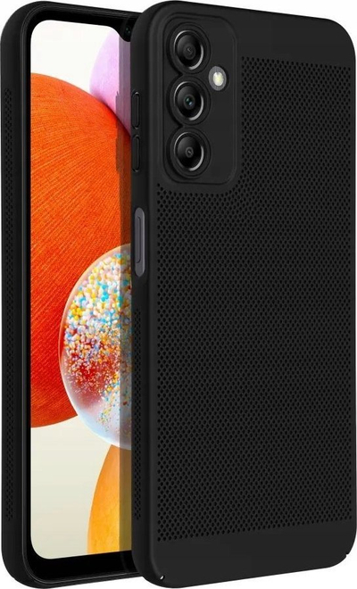 Futrollë telefoni Breezy për Samsung Galaxy A14 4G 5G, plastike e hollë me vrima ajrimi, e zezë