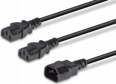 Kabllo ndarëse rryme Lindy 1m, IEC C14 në 2x IEC C13, e zezë