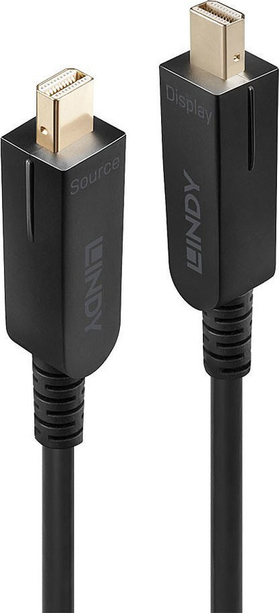 Kabllo DisplayPort Lindy Fiber Optik Hybrid, DP 1.4, 20m, e zezë