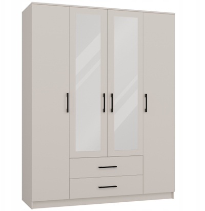 Garderobë Romana 160 cm, pasqyrë, 2 sirtarë, cashmere beige