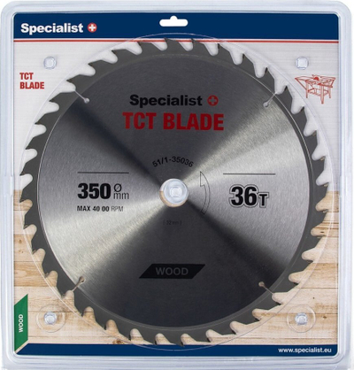 Teh rrethor Specialist+ TCT Blade, 350mm 36 dhëmbë, vrimë 32mm, për dru