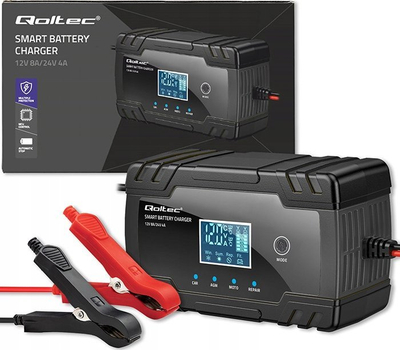 Полнач за батерии Qoltec Microprocessor Charger, 12V 8A, 24V 4A, со LCD екран