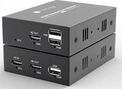 Проширювач KVM Techly HDMI USB, 1080p 60Hz, до 100m Cat6, црн