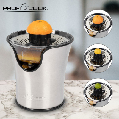Lëngëse agrumesh ProfiCook PC-ZP 1018, trup inoksi, gryka kundër pikimit, argjend
