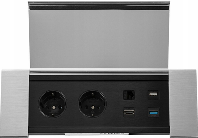 Prizë tavoline e futur Spacetronik SPS-F26S V2, 2x 230V, USB edhe HDMI, argjendi